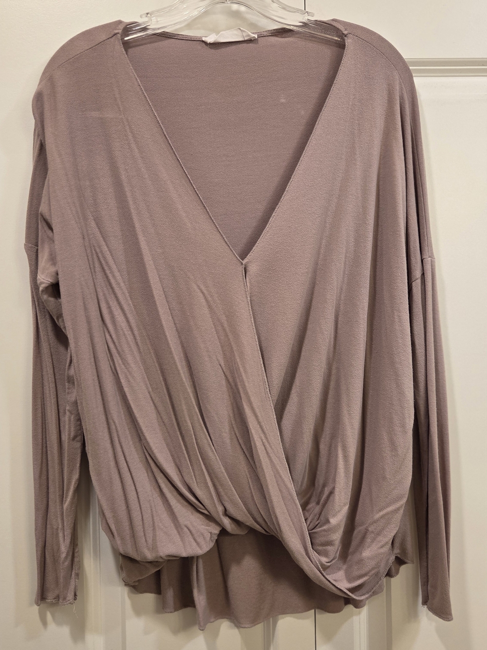 Women's Mauve Surplice Long-Sleeve Draped Top